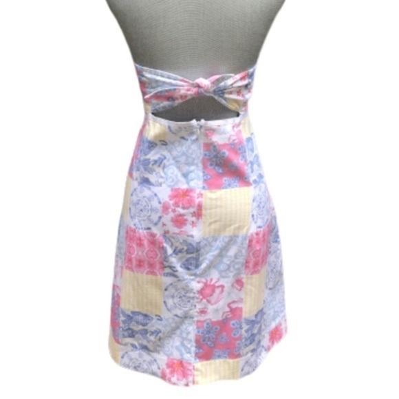 KAELE Smith Designs Pastel Beach Print Strapless Back Tie Sundress Size Large - Picture 2 of 6
